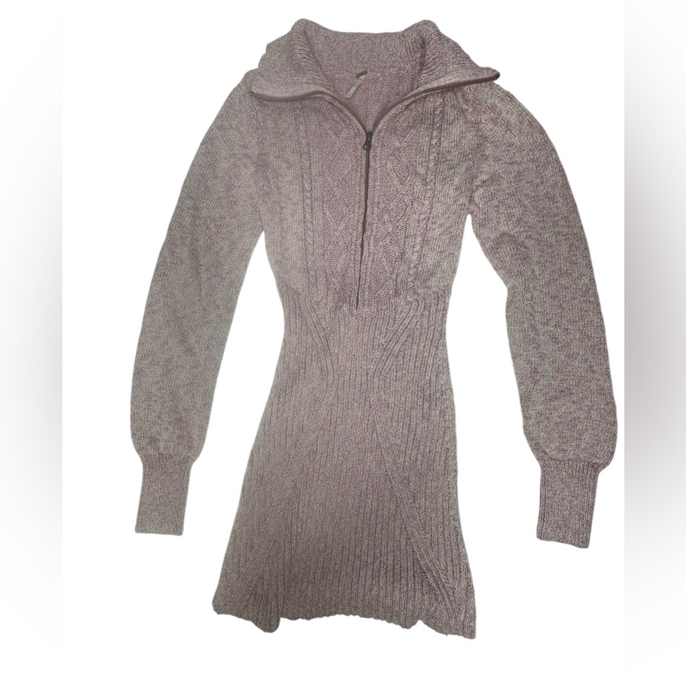 NEW Free People Mont Blanc Mini Sweater Dress M Dusty Pink - Picture 4 of 9
